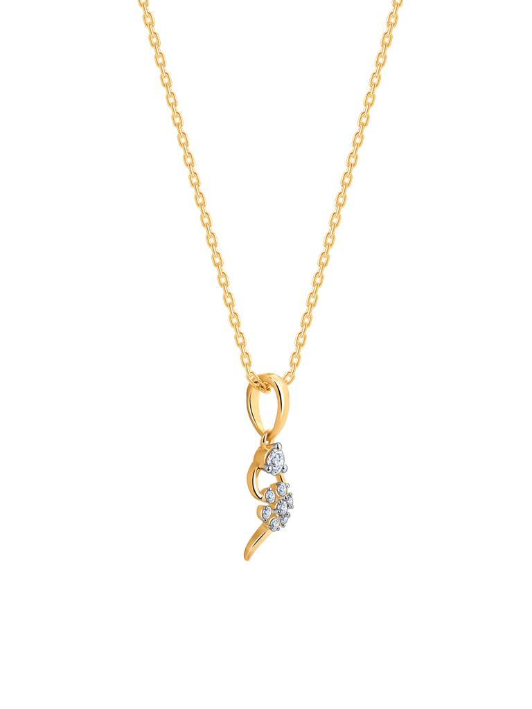 14K Yellow Gold Feathery Elegance Diamond Pendant : GDLPD0146