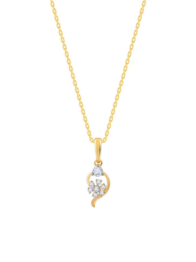 14K Yellow Gold Feathery Elegance Diamond Pendant : GDLPD0146