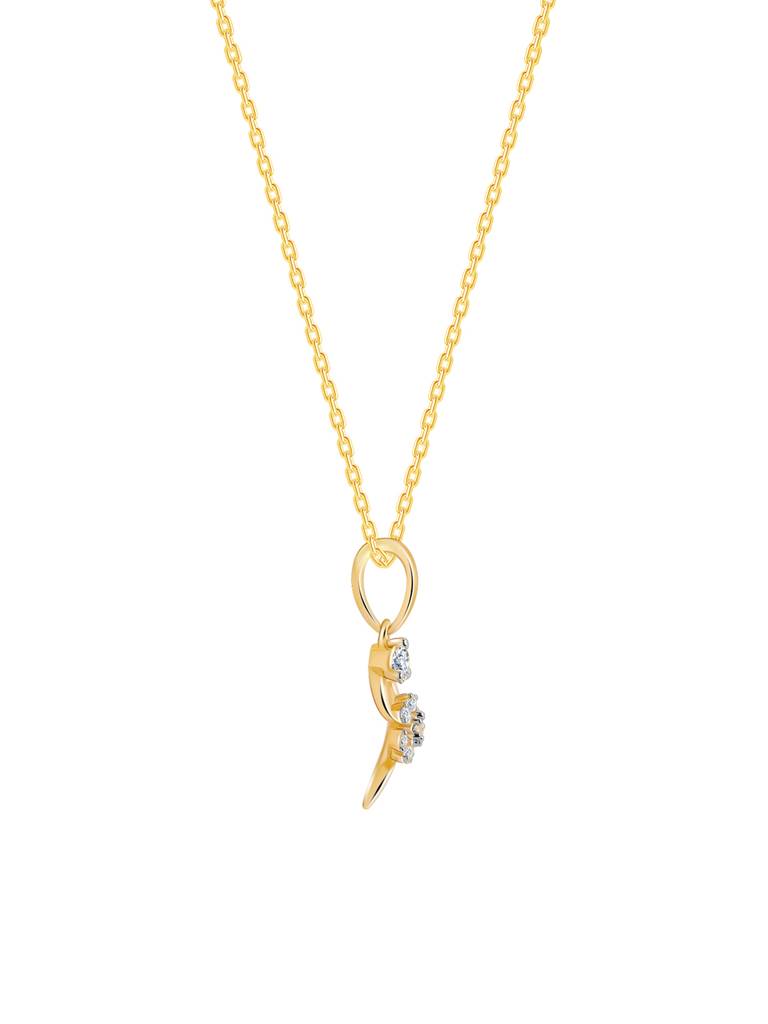 14K Yellow Gold Feathery Elegance Diamond Pendant : GDLPD0146