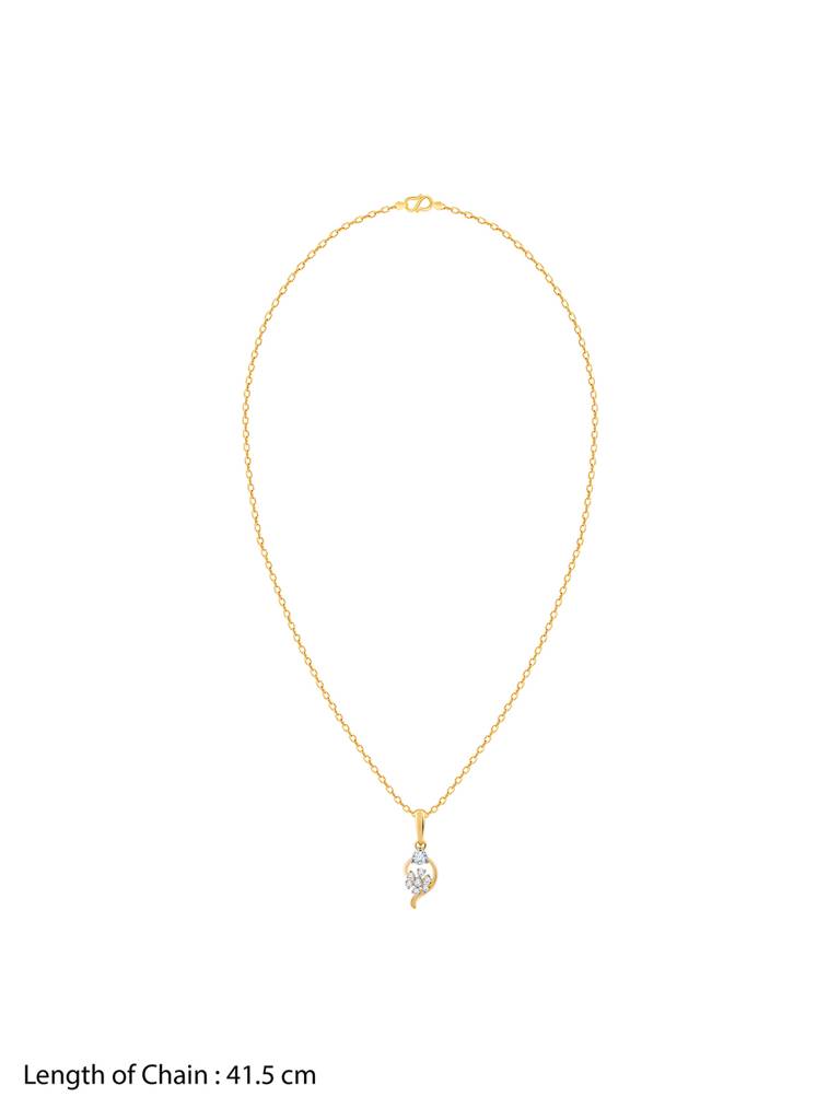 14K Yellow Gold Feathery Elegance Diamond Pendant : GDLPD0146