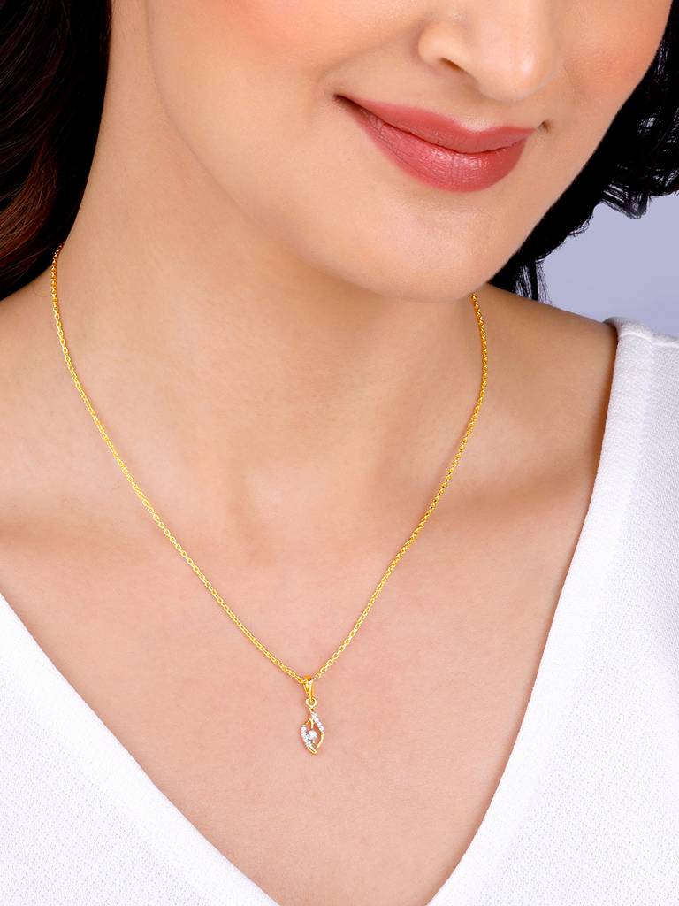 14K Yellow Gold Captivating Droplets Diamond Pendant : GDLPD0176
