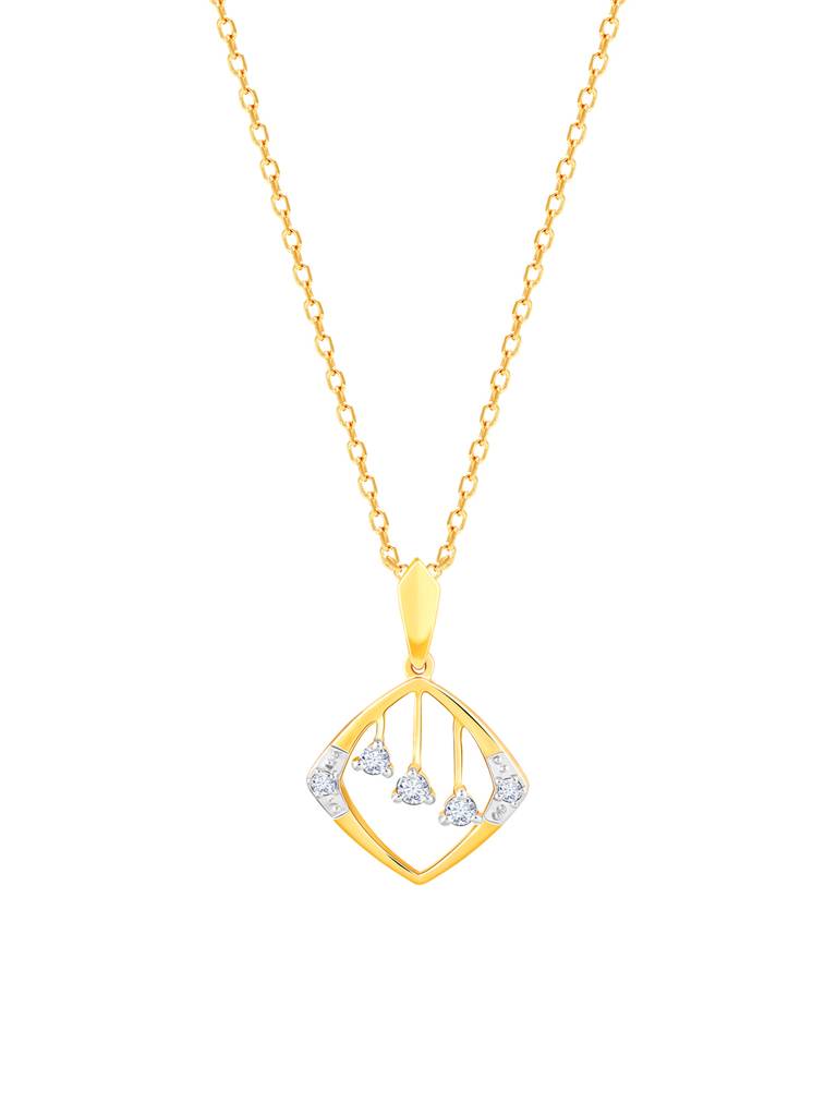 14K Yellow Gold Square Of Elegance Diamond Pendant : GDLPD0178