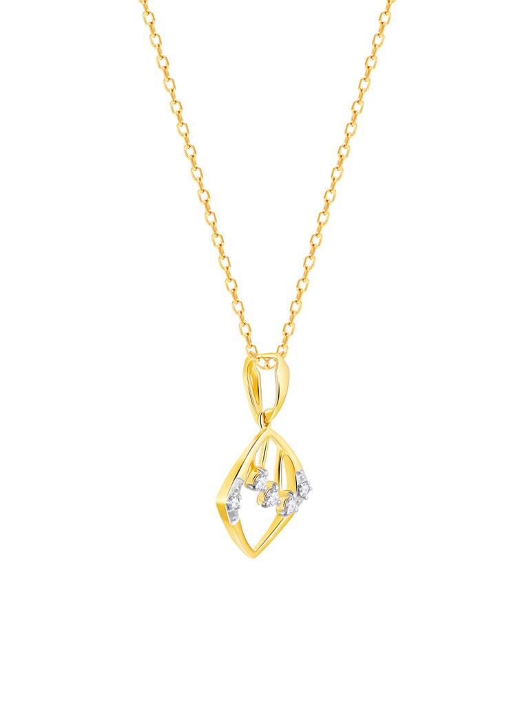 14K Yellow Gold Square Of Elegance Diamond Pendant : GDLPD0178