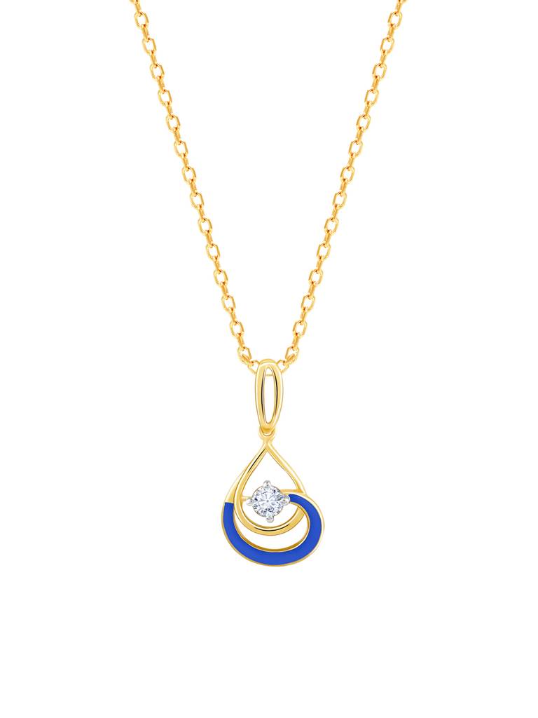 14K Yellow Gold Spiral Shine Diamond Pendant : GDLPD0194