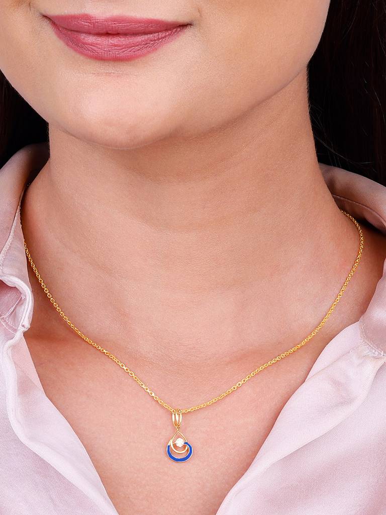 14K Yellow Gold Spiral Shine Diamond Pendant : GDLPD0194