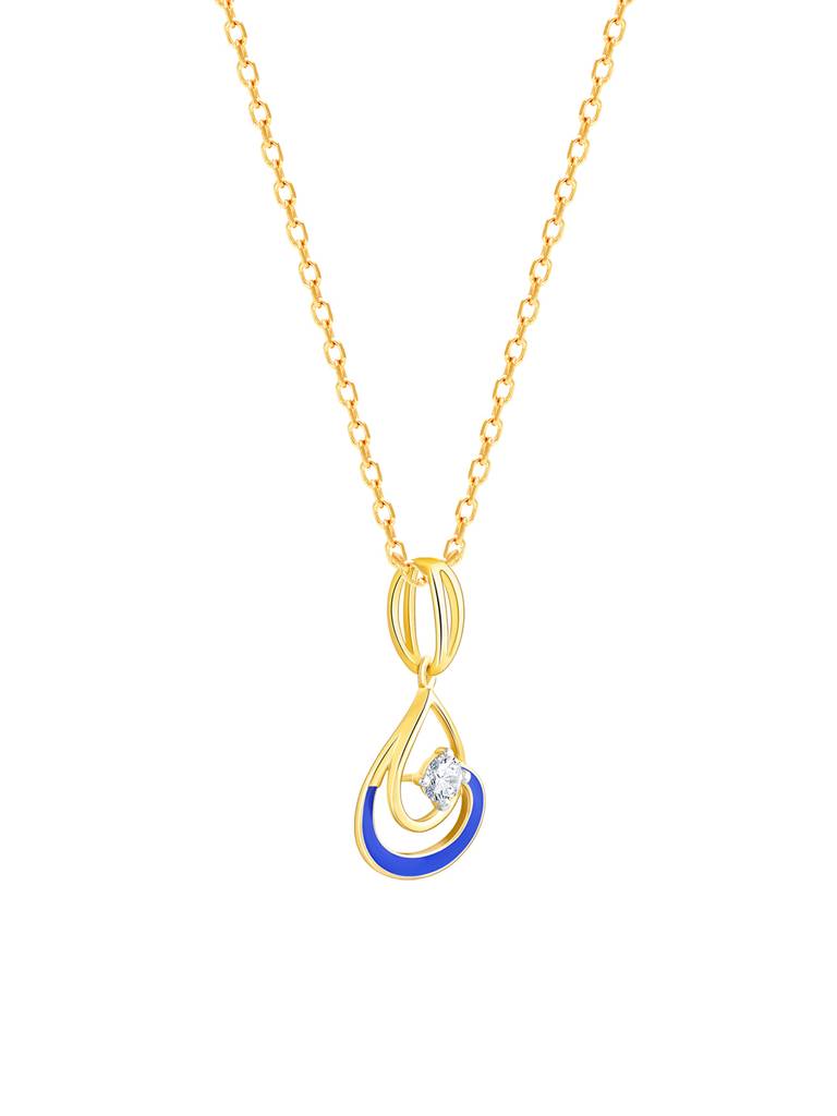 14K Yellow Gold Spiral Shine Diamond Pendant : GDLPD0194