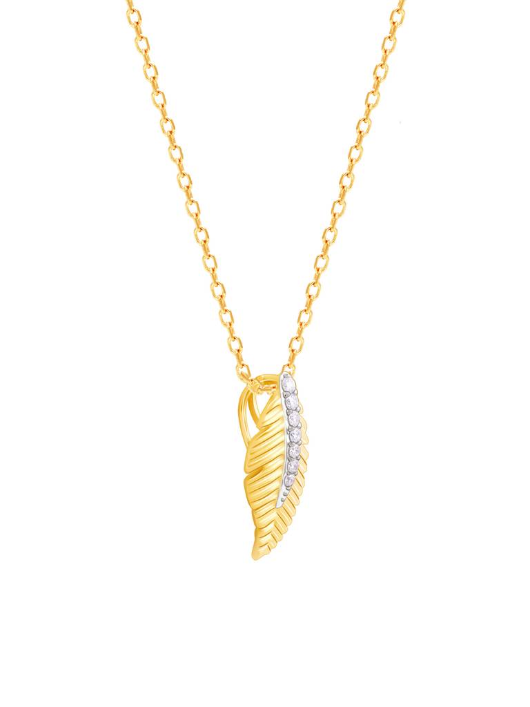 14K Yellow Gold Sequoia Leaf Diamond Pendant | 14K Yellow Gold Sequoia ...