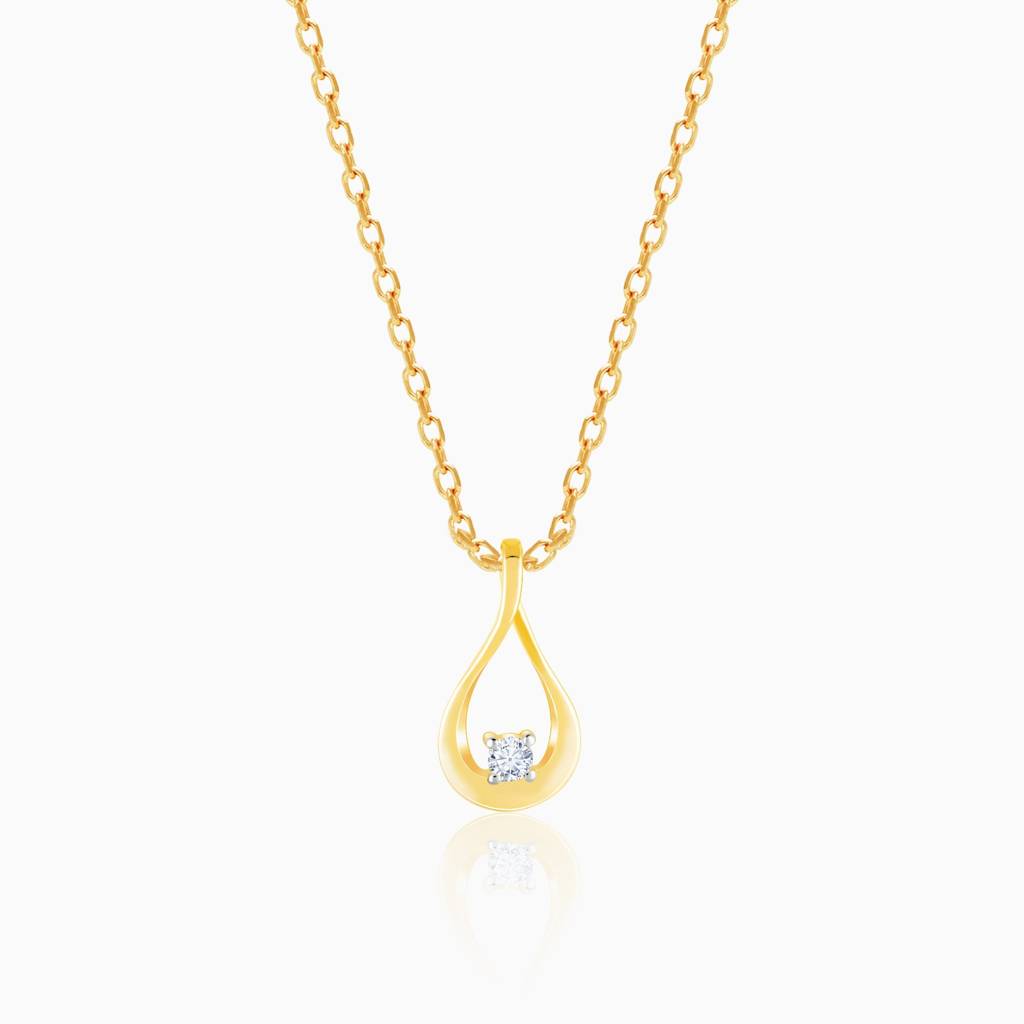 14K Gold Drop Solitaire Diamond Pendant : GDLPD022
