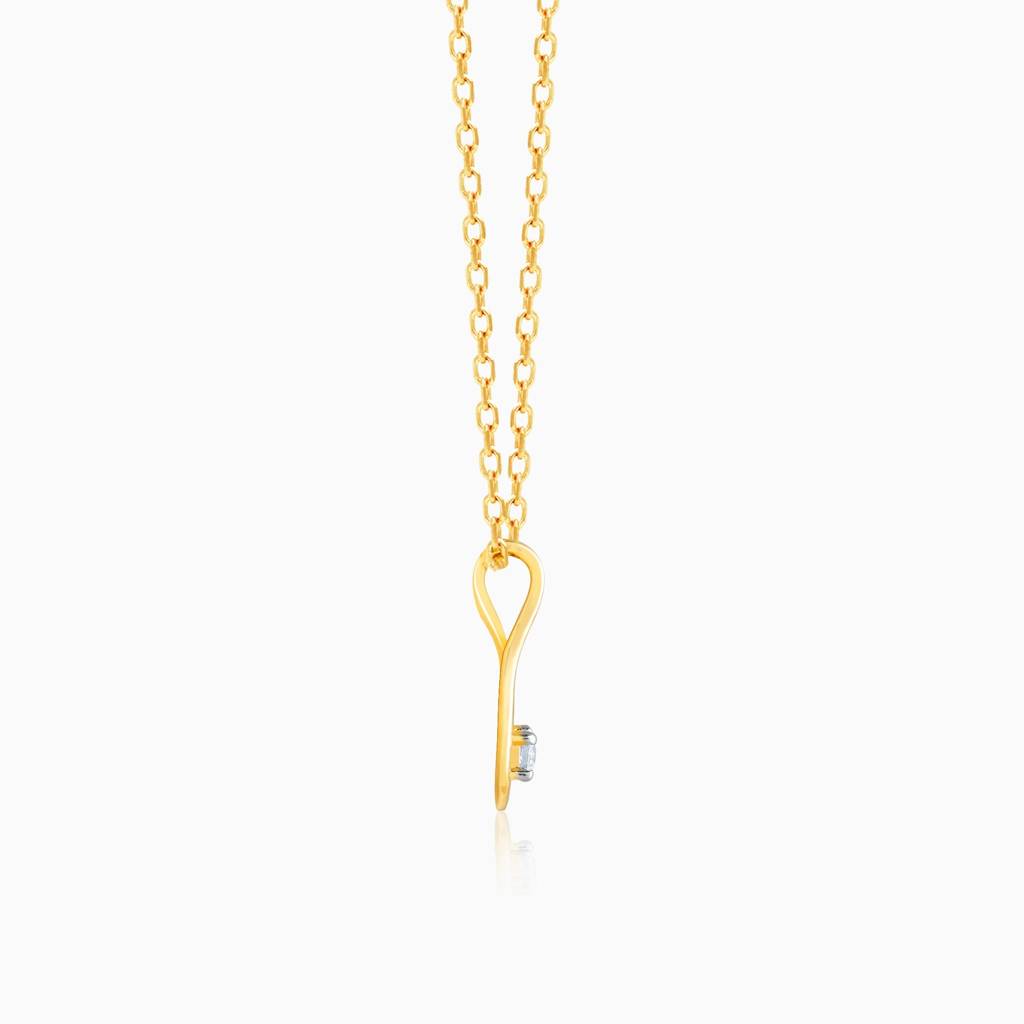 14K Gold Drop Solitaire Diamond Pendant : GDLPD022