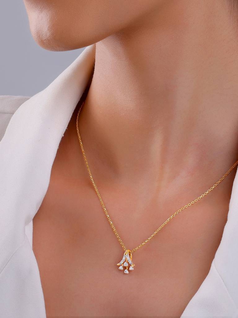 14K Yellow Gold Sparkle On Diamond Pendant : GDLPD0230