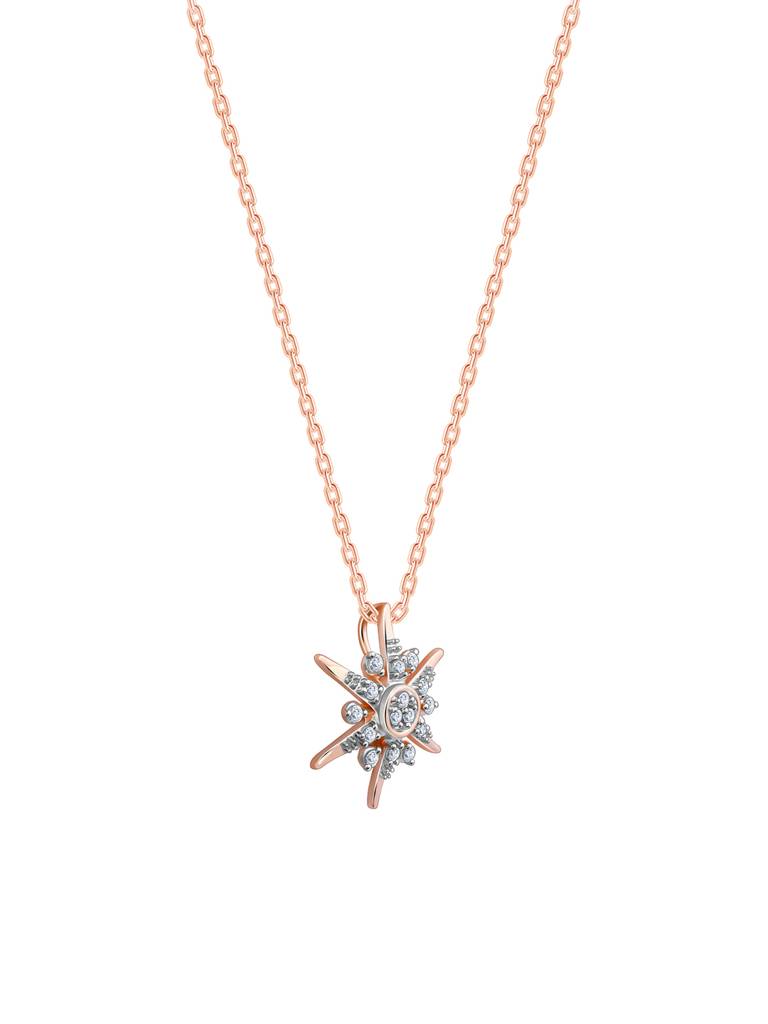 18K Rose Gold Sunstar Diamond Pendant : GDLPD0234