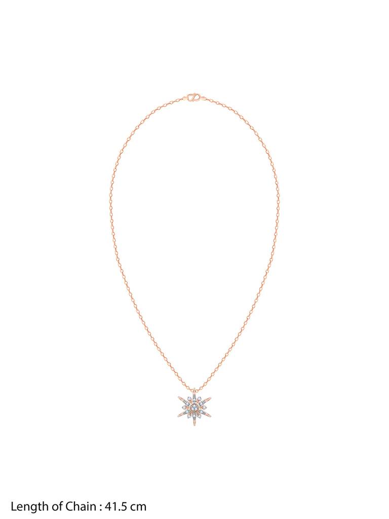 18K Rose Gold Sunstar Diamond Pendant : GDLPD0234