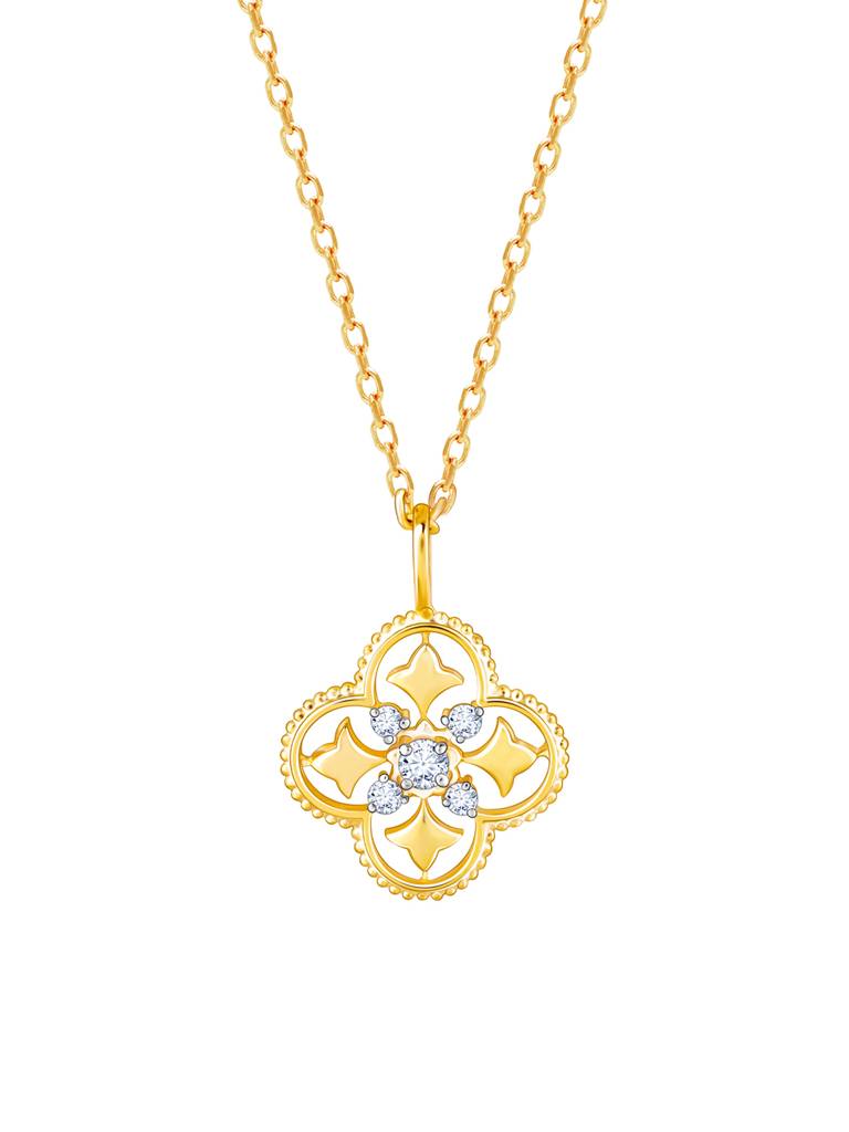 Giva 14K Yellow Gold Mystique Bloom Diamond Pendant Without Chain : GDLPD023