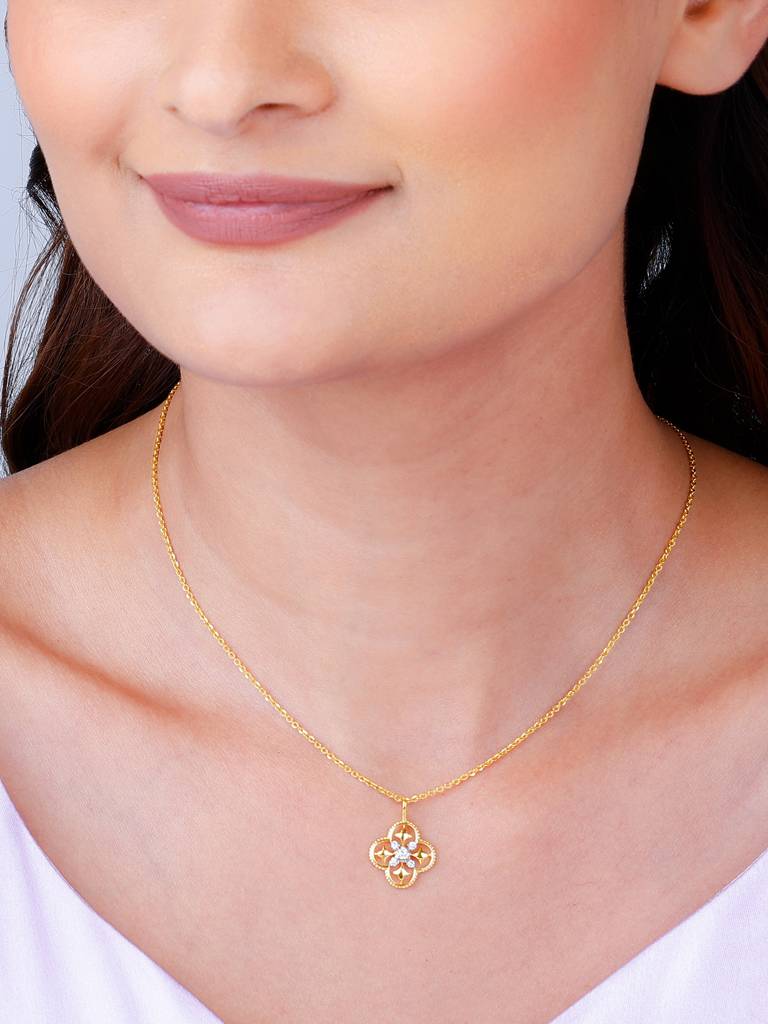 Giva 14K Yellow Gold Mystique Bloom Diamond Pendant Without Chain : GDLPD023