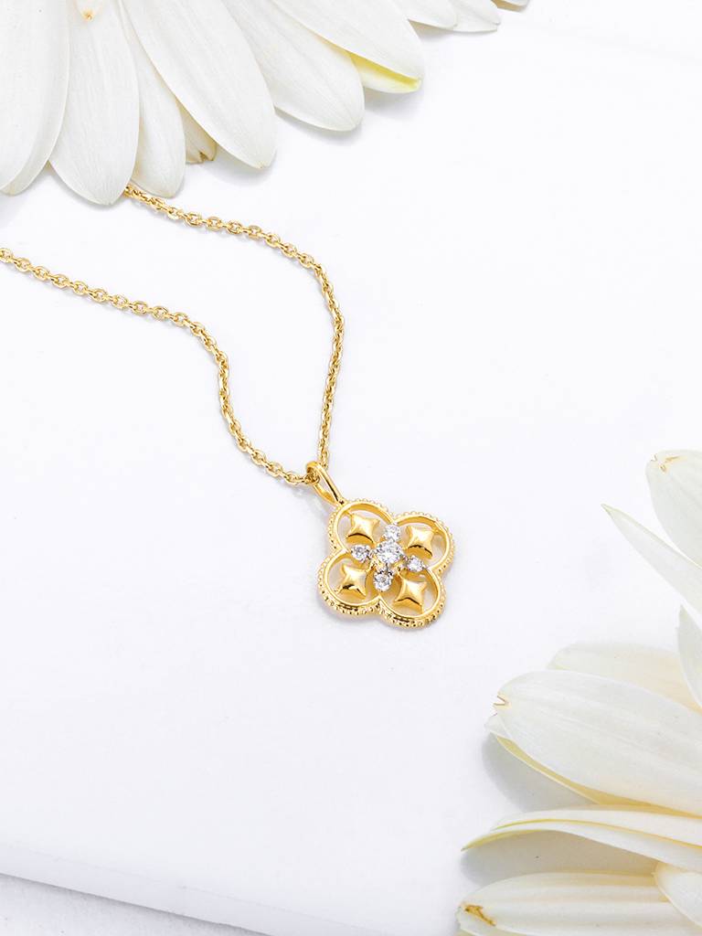 Giva 14K Yellow Gold Mystique Bloom Diamond Pendant Without Chain : GDLPD023