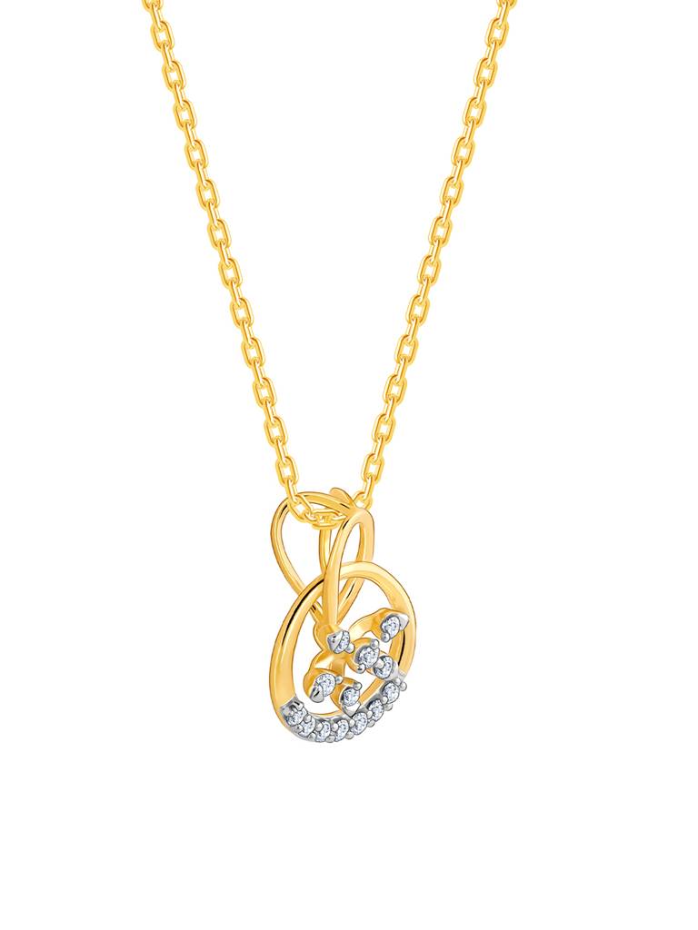 14K Yellow Gold Bloomy Diamond Pendant : GDLPD0250