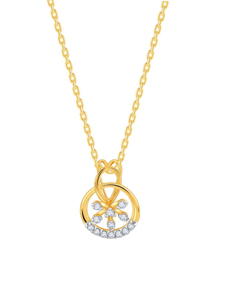 14K Yellow Gold Bloomy Diamond Pendant : GDLPD0250