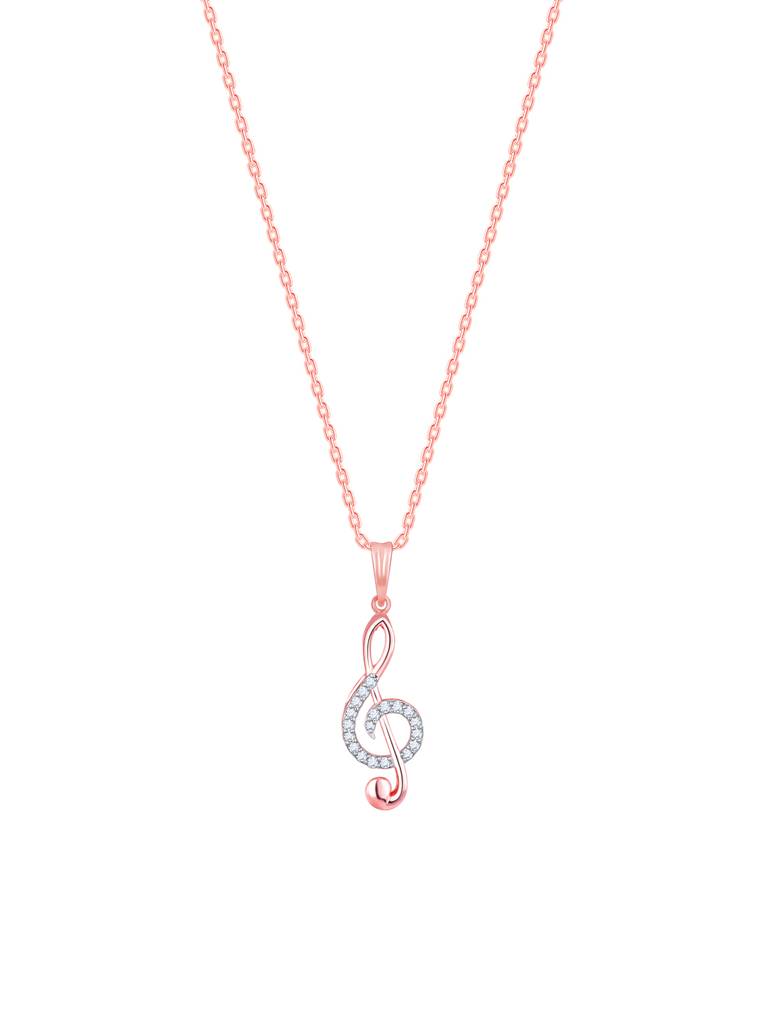 14K Rose Gold Musical Note Diamond Pendant : GDLPD0259