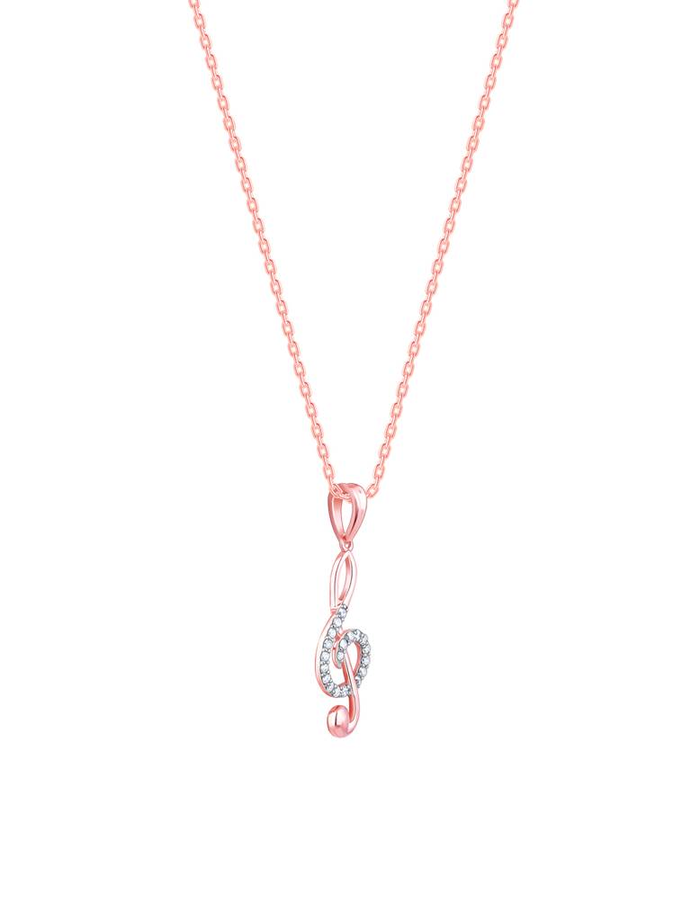 14K Rose Gold Musical Note Diamond Pendant : GDLPD0259