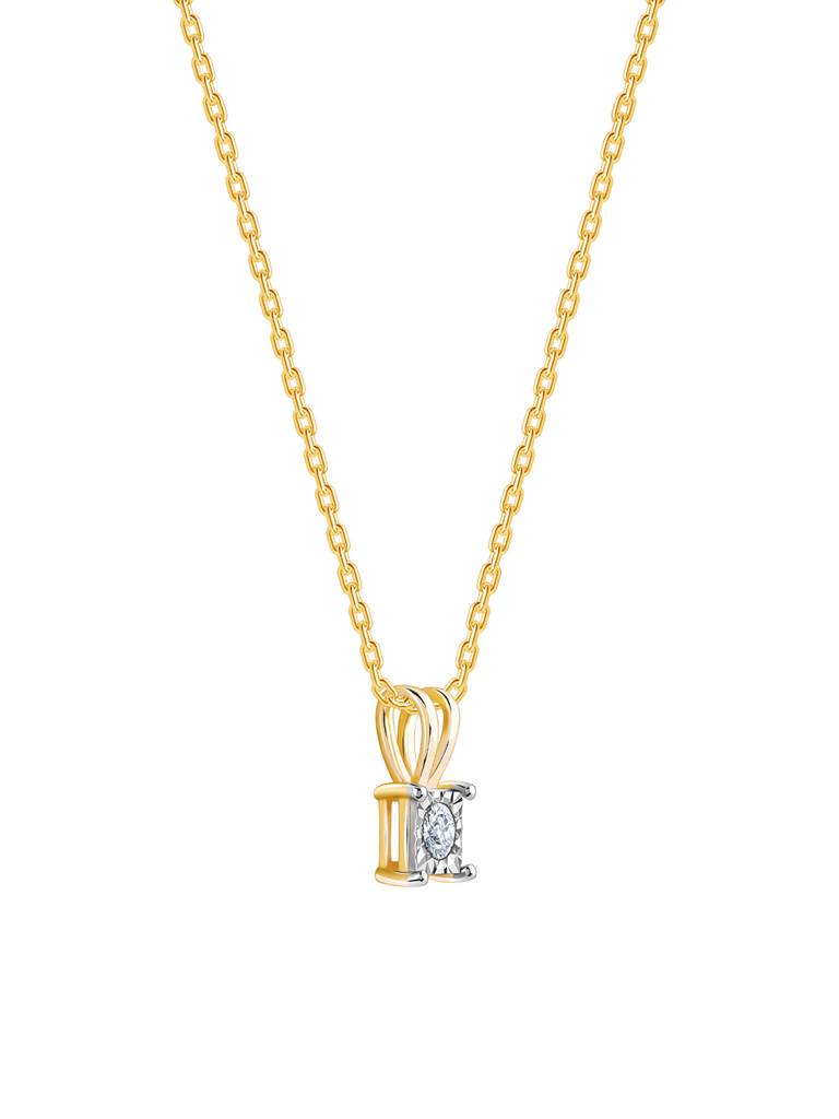 14K Yellow Gold Boxy Diamond Pendant : GDLPD0264