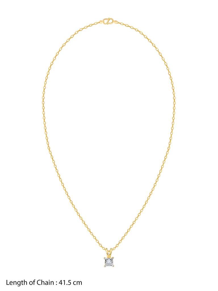 14K Yellow Gold Boxy Diamond Pendant : GDLPD0264