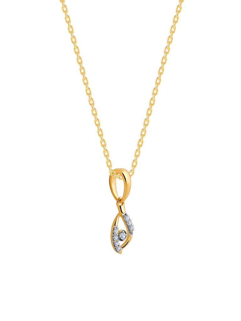 14K Yellow Gold Captivating Droplet Diamond Pendant : GDLPD0291