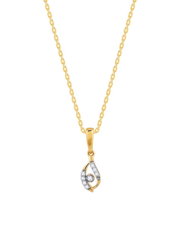 14K Yellow Gold Captivating Droplet Diamond Pendant : GDLPD0291
