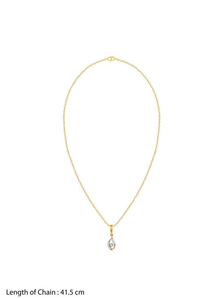 14K Yellow Gold Captivating Droplet Diamond Pendant : GDLPD0291