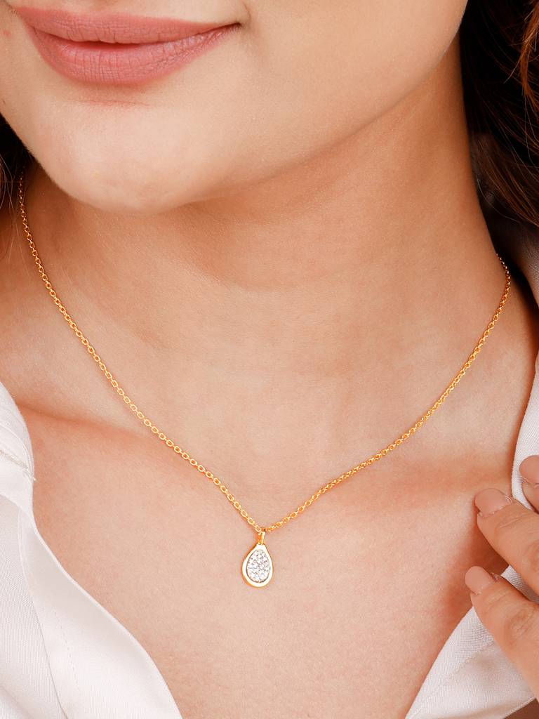 Giva 18K Yellow Gold Charming Drop Diamond Pendant Without Chain Gifts For Women & Girls : GDLPD029