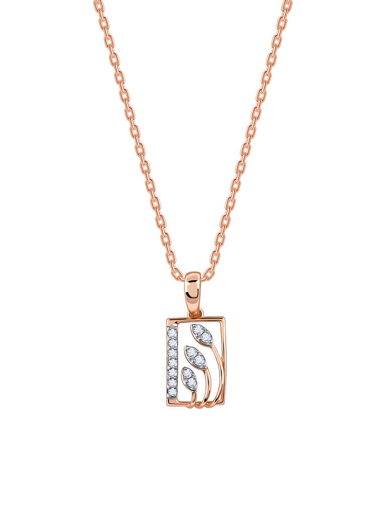 18K Rose Gold Tetragon Diamond Pendant : GDLPD0304