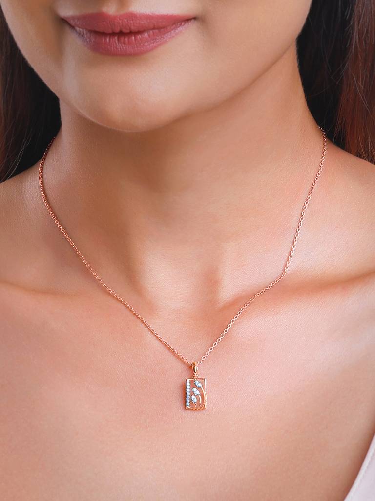 18K Rose Gold Tetragon Diamond Pendant : GDLPD0304