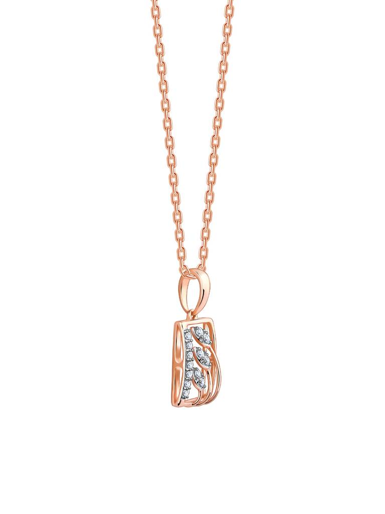 18K Rose Gold Tetragon Diamond Pendant : GDLPD0304