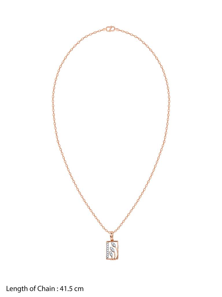 18K Rose Gold Tetragon Diamond Pendant : GDLPD0304