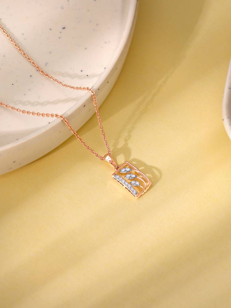 18K Rose Gold Tetragon Diamond Pendant : GDLPD0304