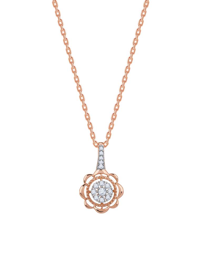 18K Rose Gold Floweret Diamond Pendant : GDLPD0305