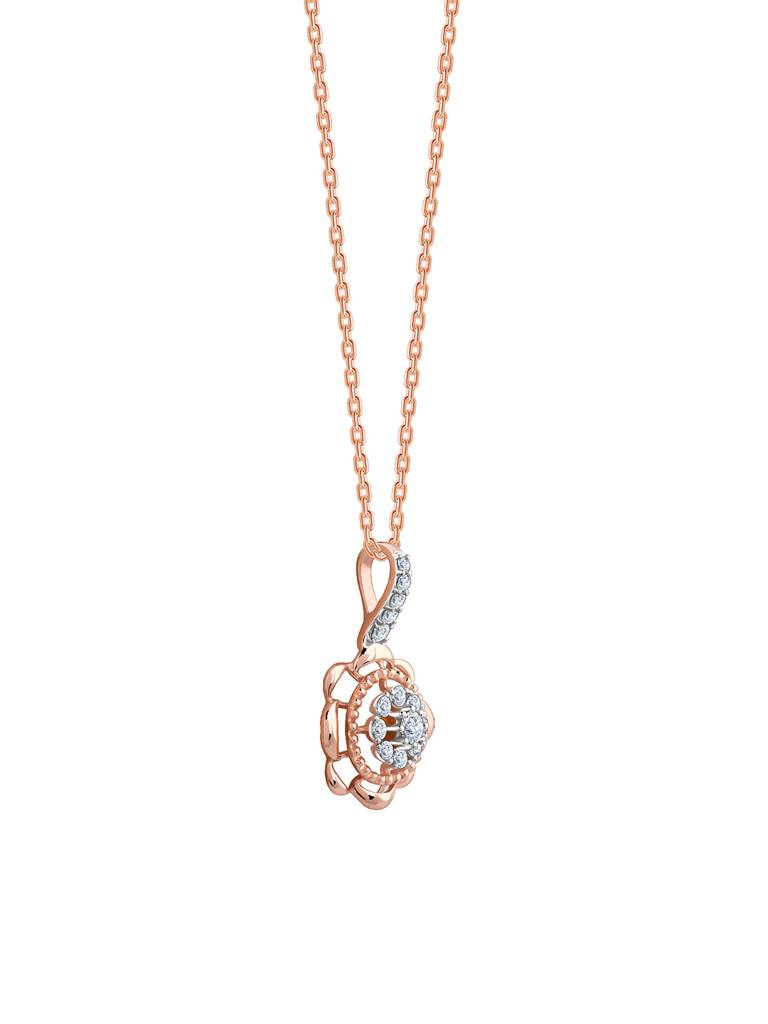 18K Rose Gold Floweret Diamond Pendant : GDLPD0305