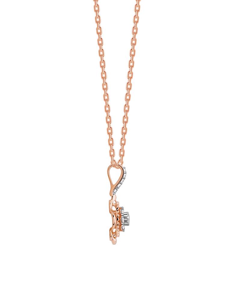 18K Rose Gold Floweret Diamond Pendant : GDLPD0305