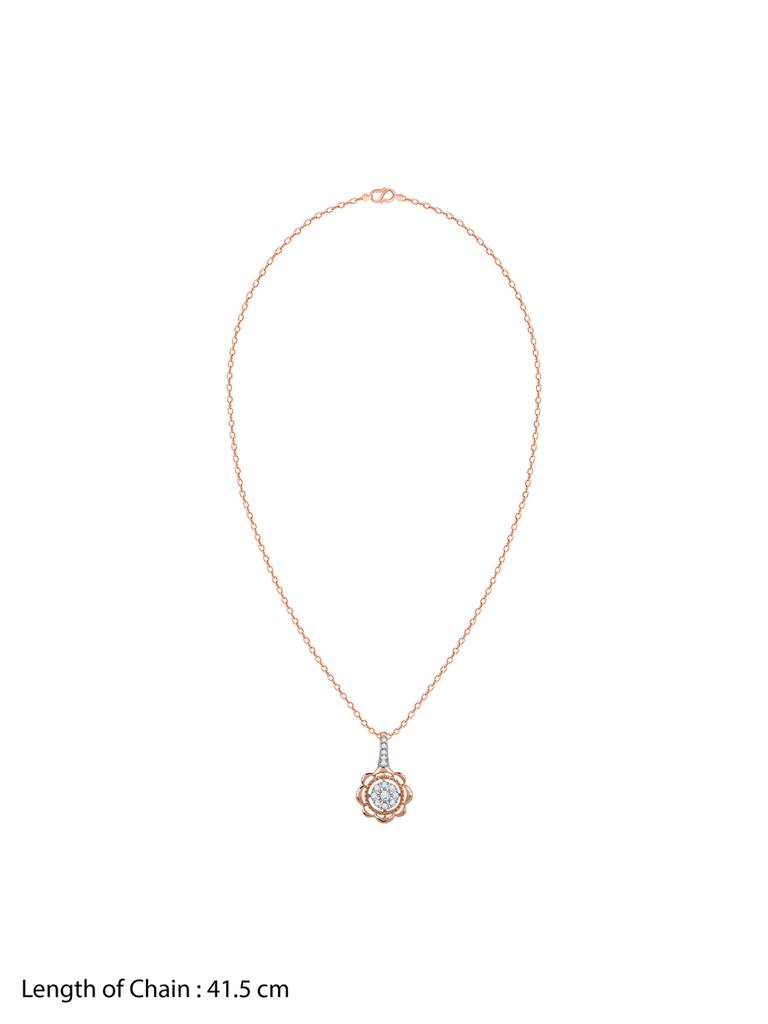 18K Rose Gold Floweret Diamond Pendant : GDLPD0305