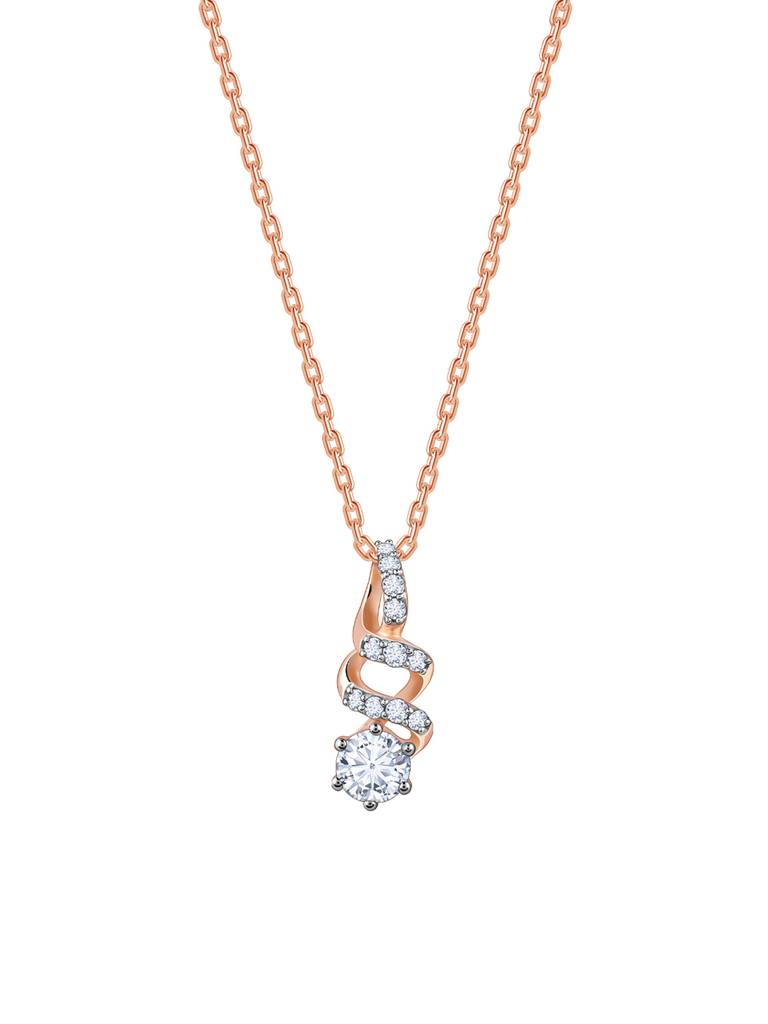 18K Rose Gold Curlicue Diamond Pendant : GDLPD0306