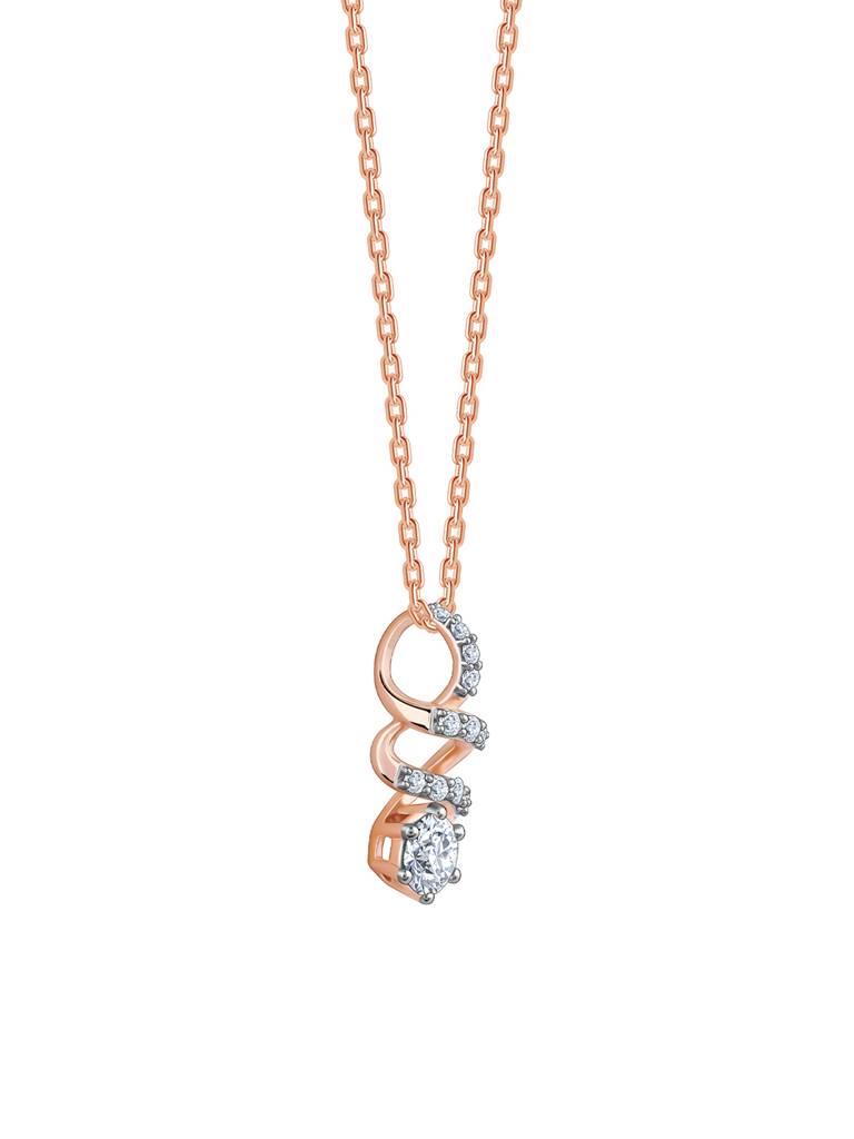 18K Rose Gold Curlicue Diamond Pendant : GDLPD0306