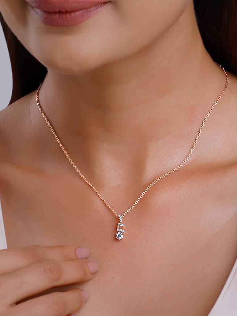 18K Rose Gold Curlicue Diamond Pendant : GDLPD0306