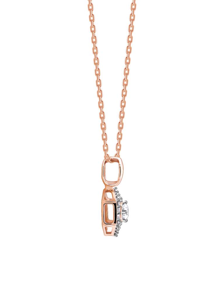 18K Rose Gold Hexagon Diamond Pendant : GDLPD0308