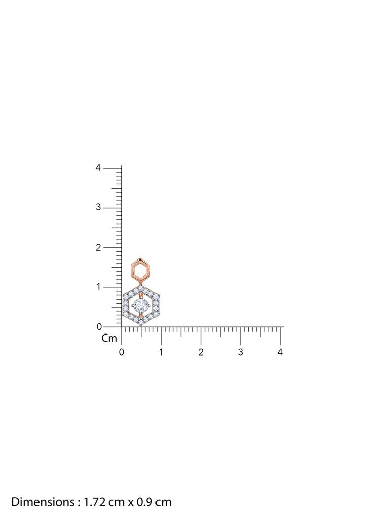 18K Rose Gold Hexagon Diamond Pendant : GDLPD0308