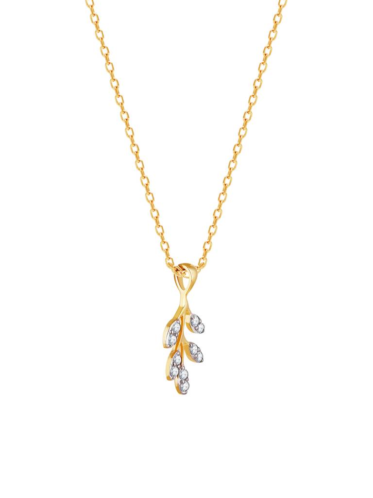 Giva 18K Yellow Gold Five-Leaf Diamond Pendant Without Chain Gifts For Women & Girls : GDLPD030
