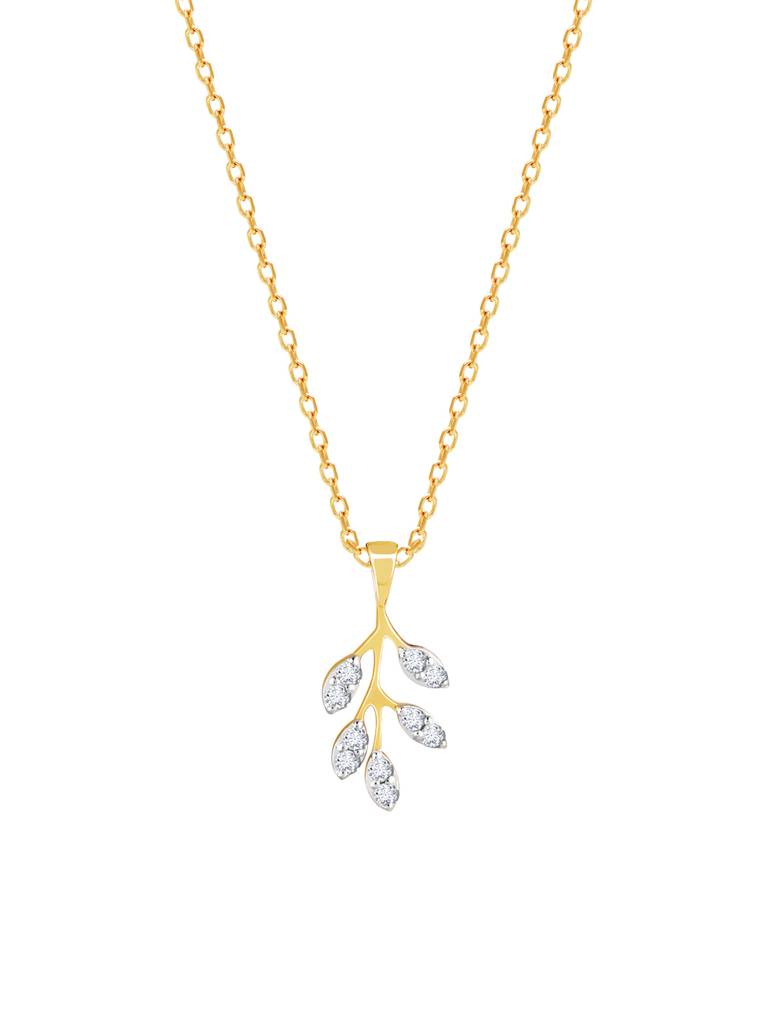 Giva 18K Yellow Gold Five-Leaf Diamond Pendant Without Chain Gifts For Women & Girls : GDLPD030