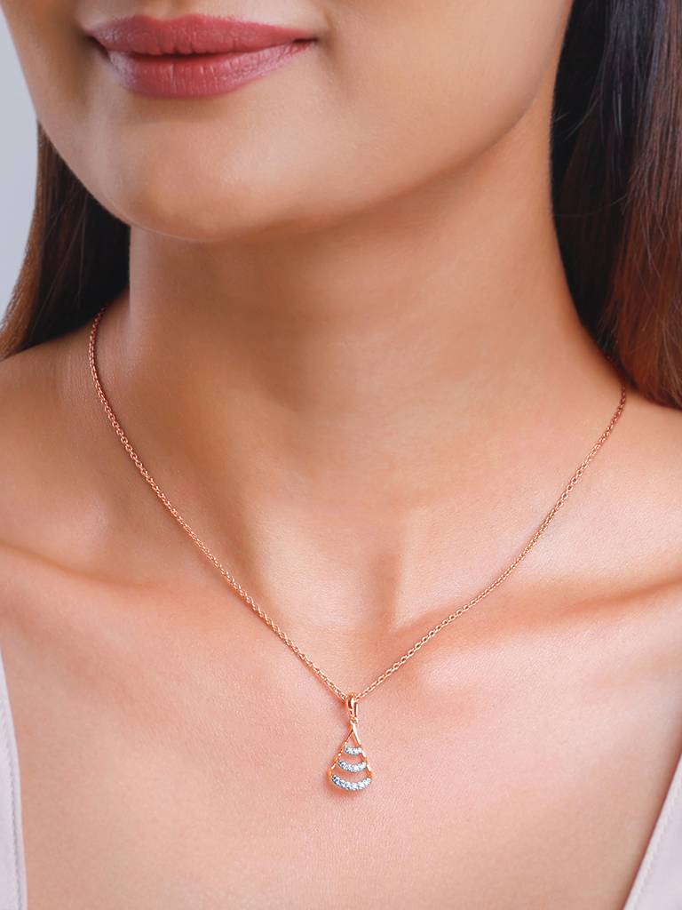 18K Rose Gold Globule Diamond Pendant : GDLPD0312