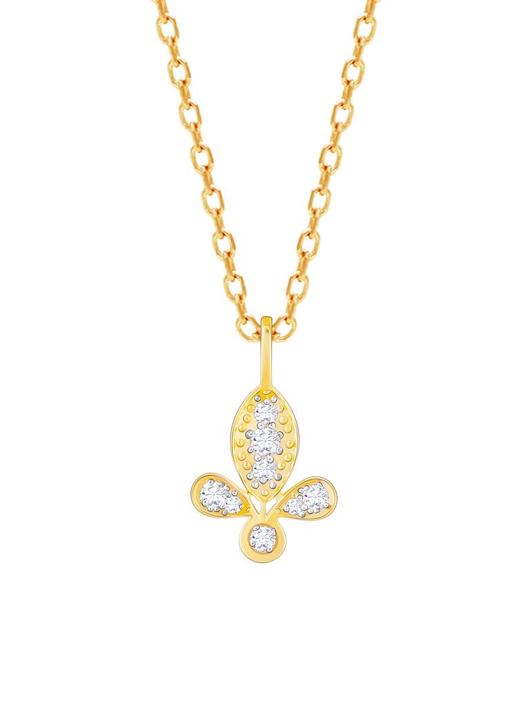 18K Yellow Gold Flawless Flower Diamond Pendant : GDLPD032