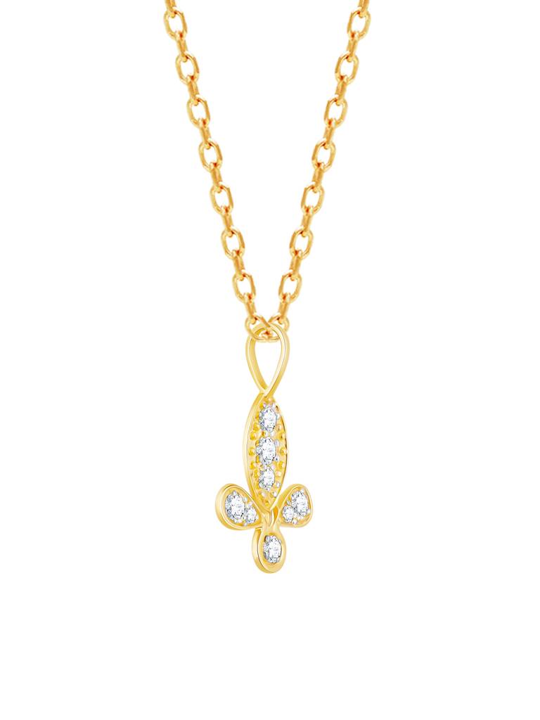 18K Yellow Gold Flawless Flower Diamond Pendant : GDLPD032
