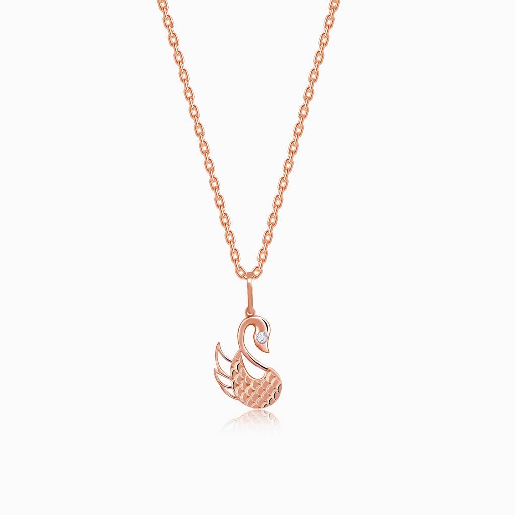 14K Rose Gold Mesmerising Swan Diamond Pendant : GDLPD0331
