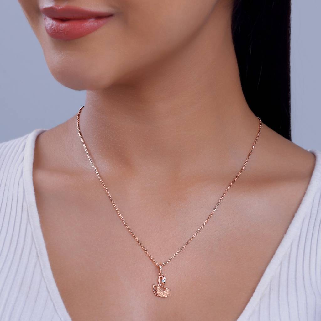 14K Rose Gold Mesmerising Swan Diamond Pendant : GDLPD0331